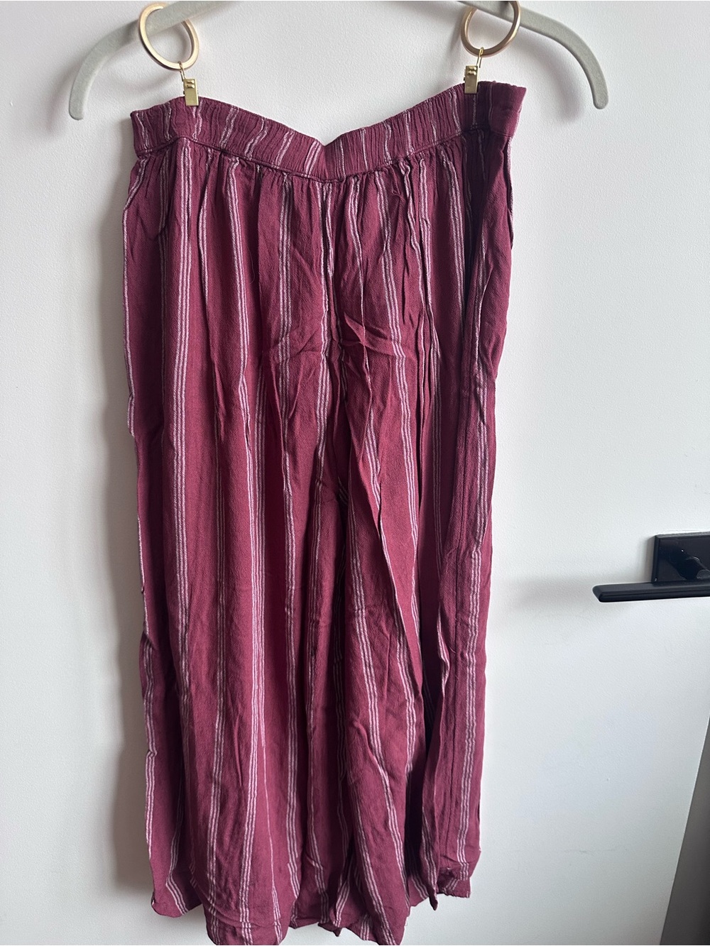 American Eagle Outfitters Burgundy Striped Wide-Leg Pants
